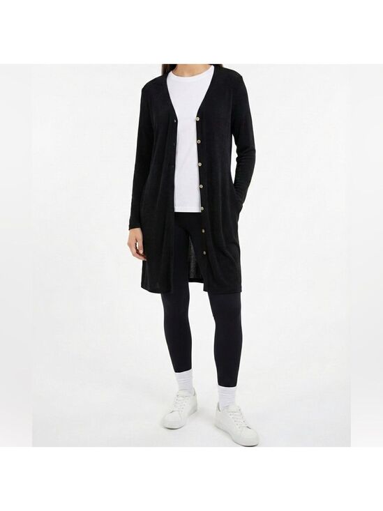 MARALLIS Collection Sweaters - MARALLIS COLLECTION Jersey Knit Black Long Line Button Front Cardigan US Sz L